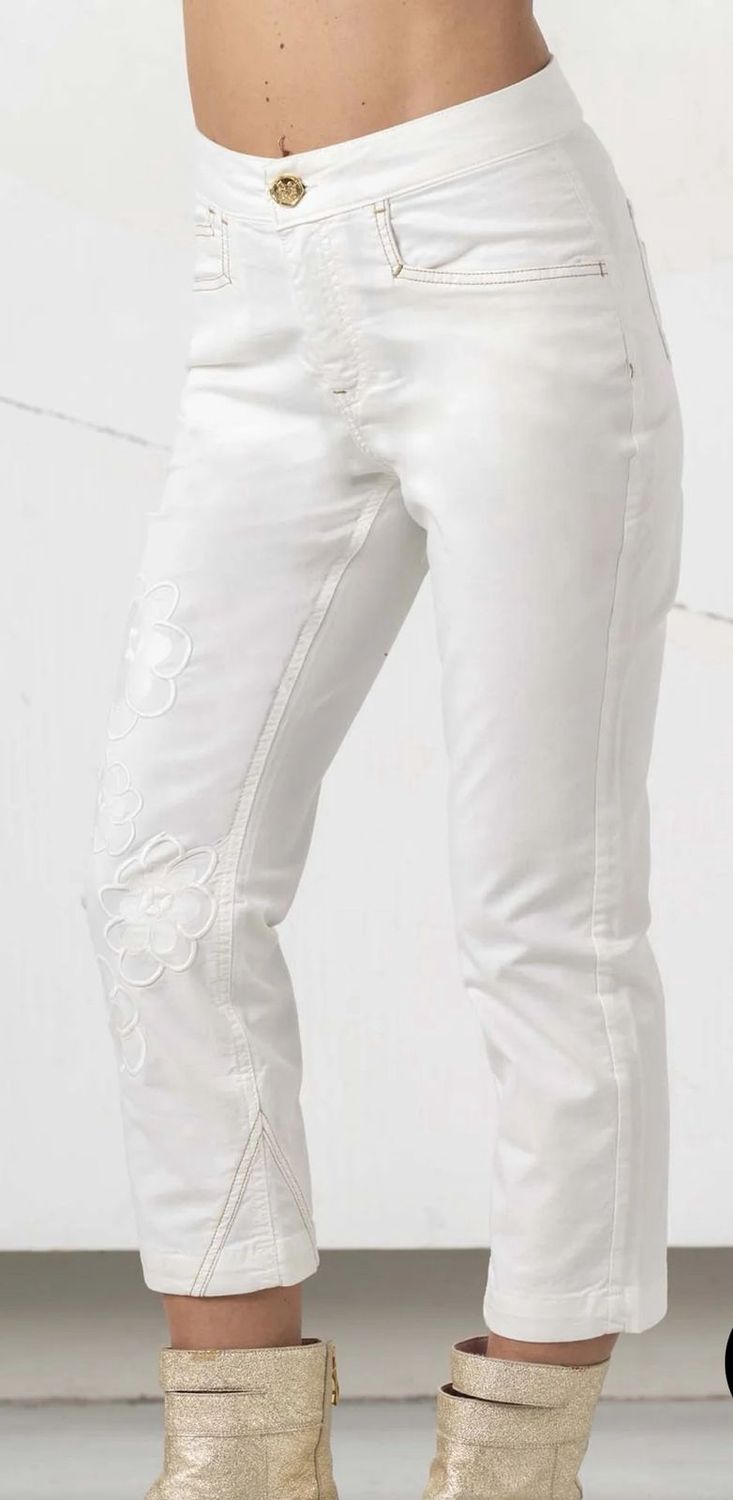 EC- Pants camelia embossed, Size: 29, color: Off white