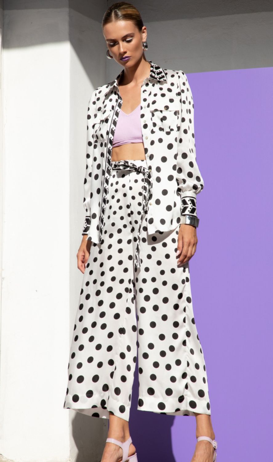 LeslieMonteCarlo - Versus - Palazzo satin dots