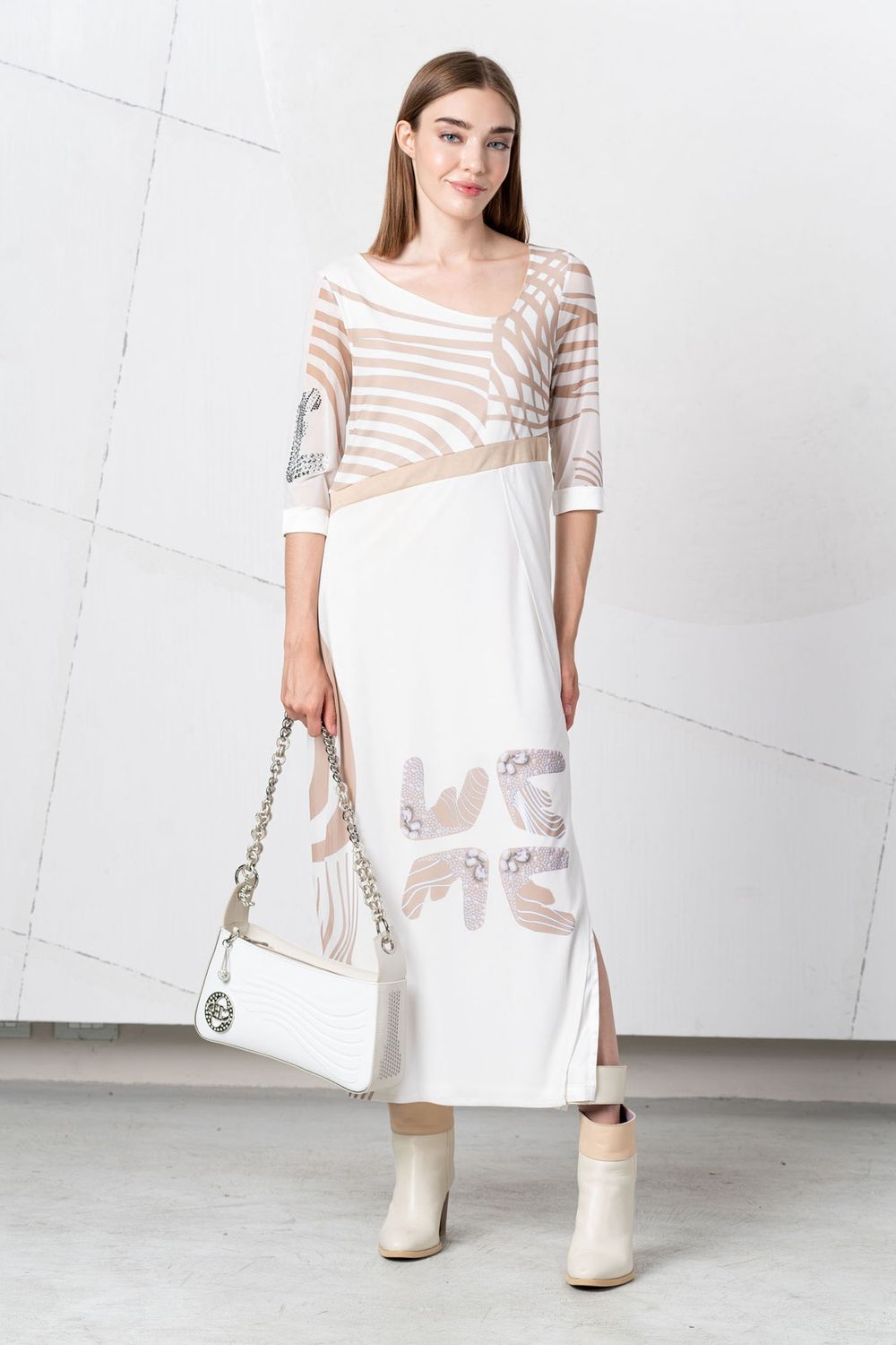 Elisa Cavaletti- Dress long sleeves mesh gold