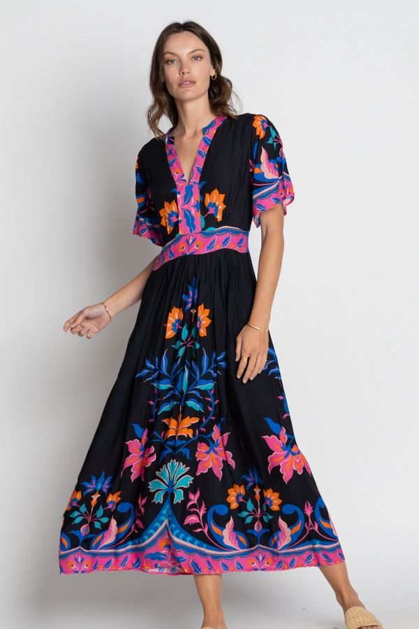 LULASOUL MID-BLACK BAHIA MIDI DRESS