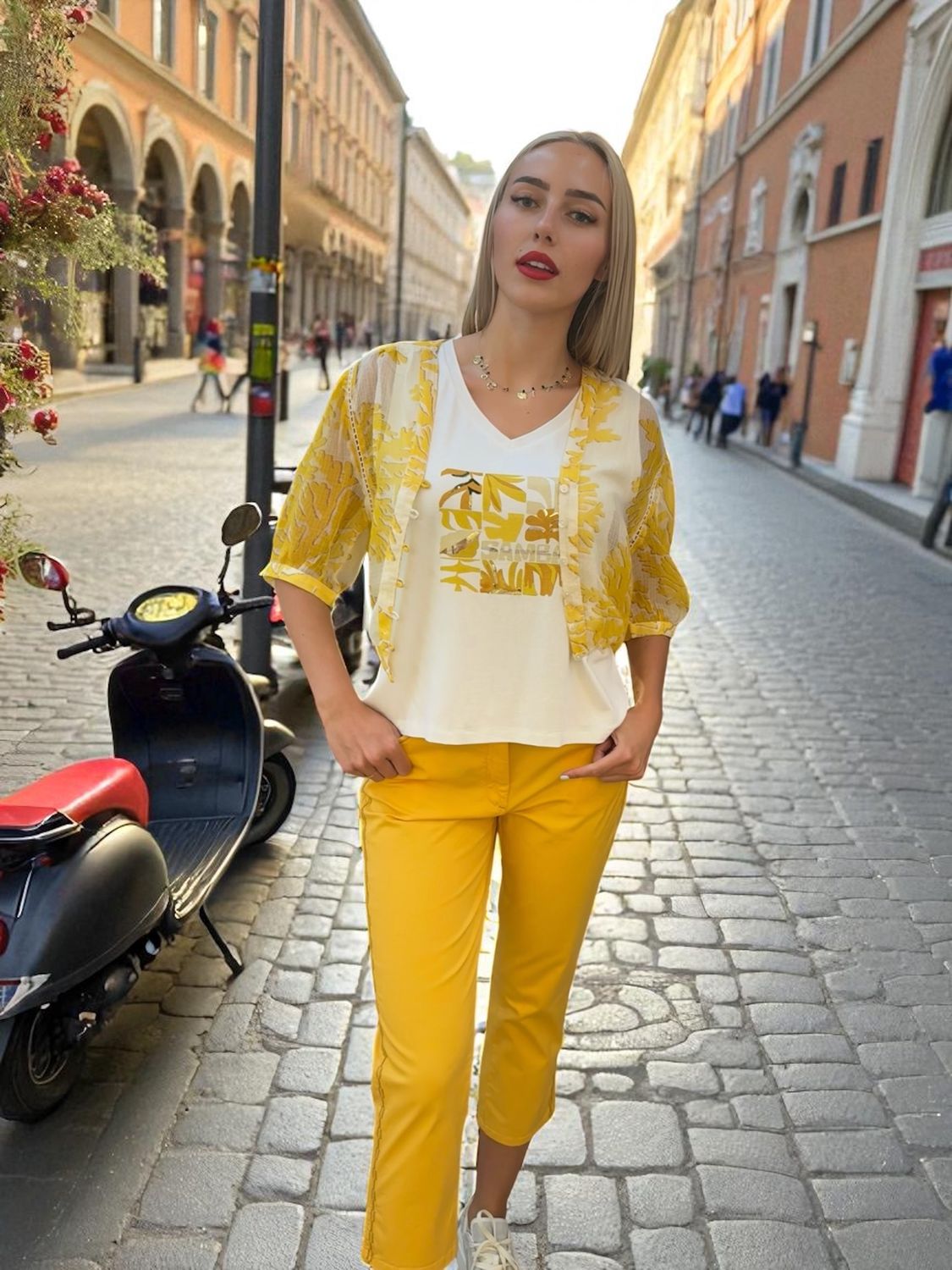 Fuego -Shirt cott print Mustard