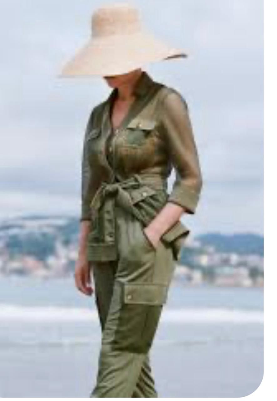 Fuego -Buttoned with belt Kaki Jacket