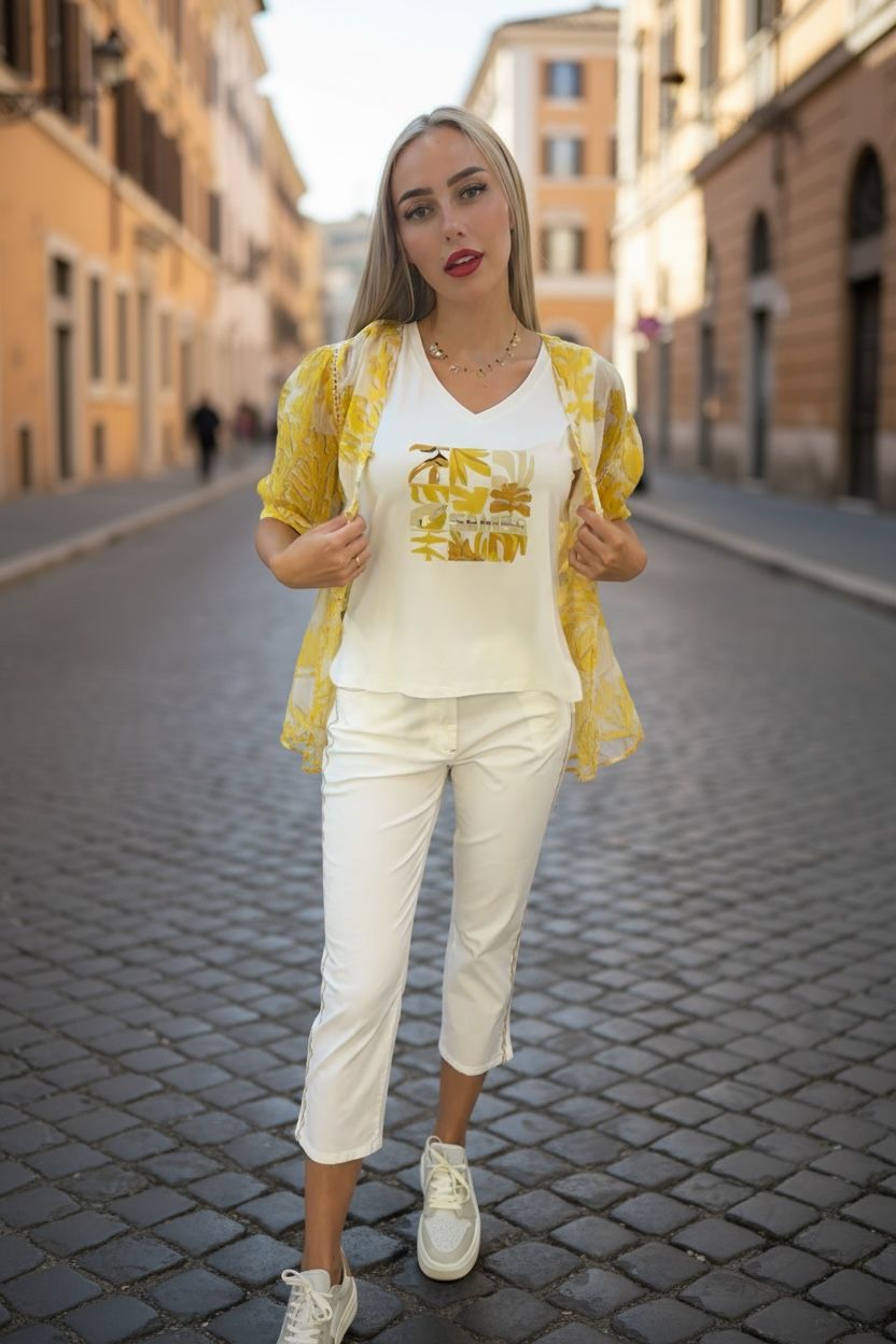 Fuego -3/4 Pants Off White