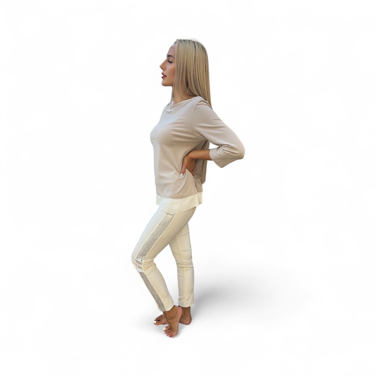 Elisa Cavaletti- Leggings lurex ivory