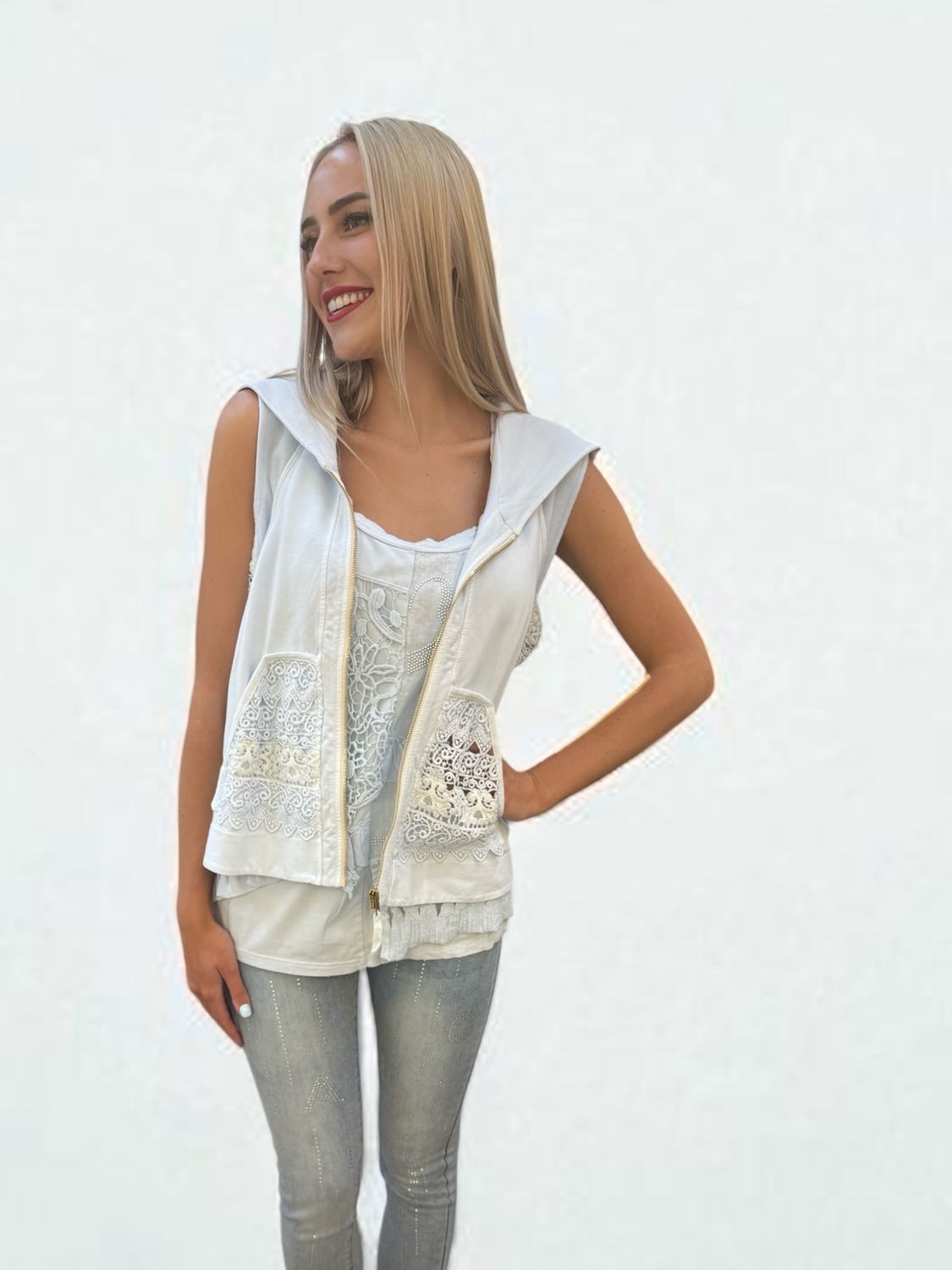 Elisa Cavaletti- Jacket cotton lace pockets idill