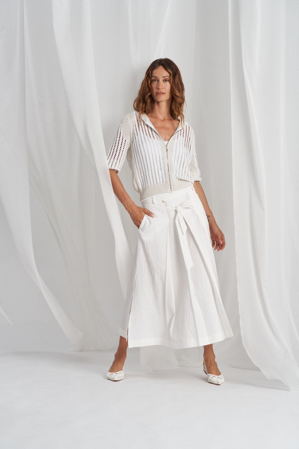 Tricot Chic- Skirt long  ties with belt