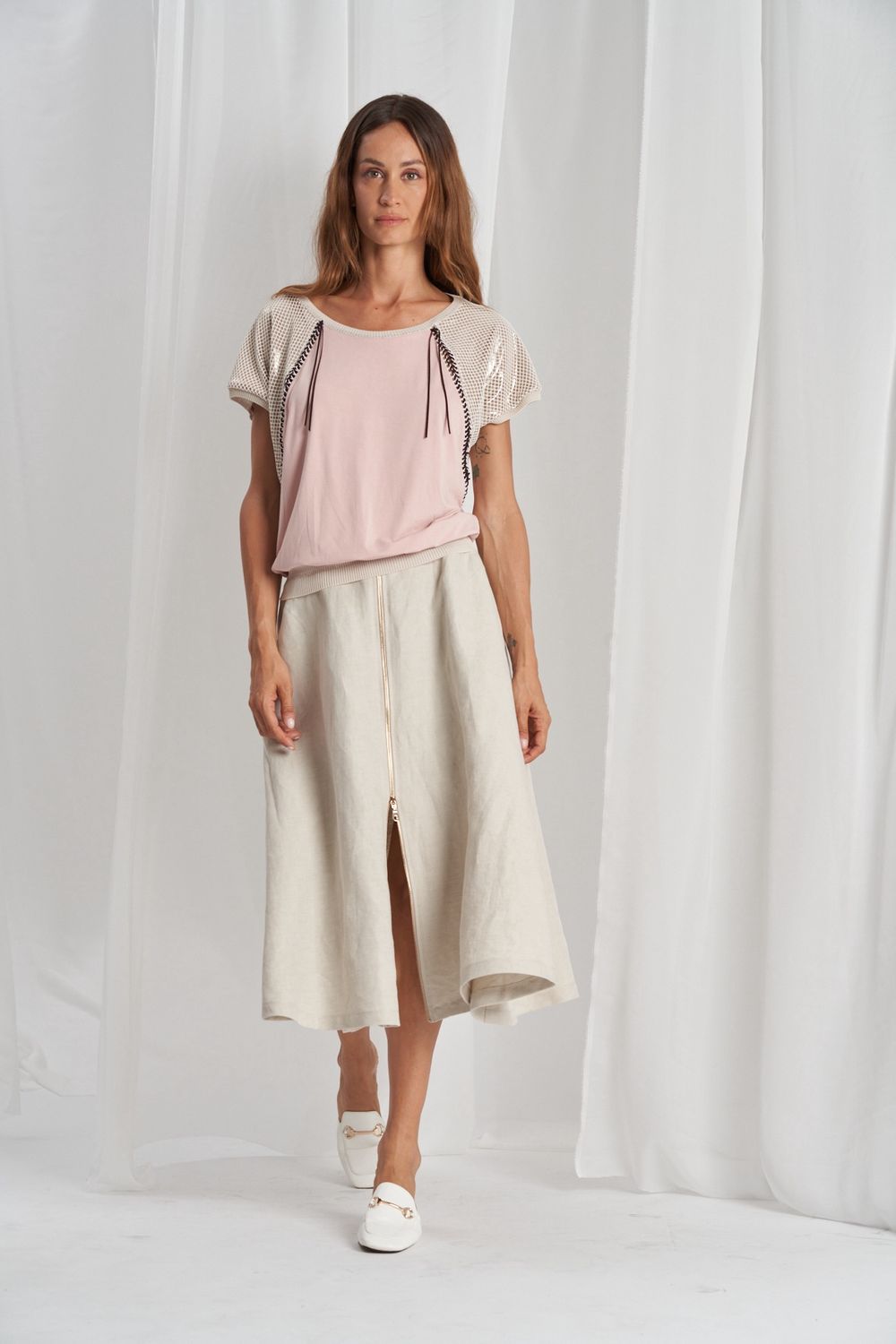 Tricot Chic- Top short sleeves viscose and mesh