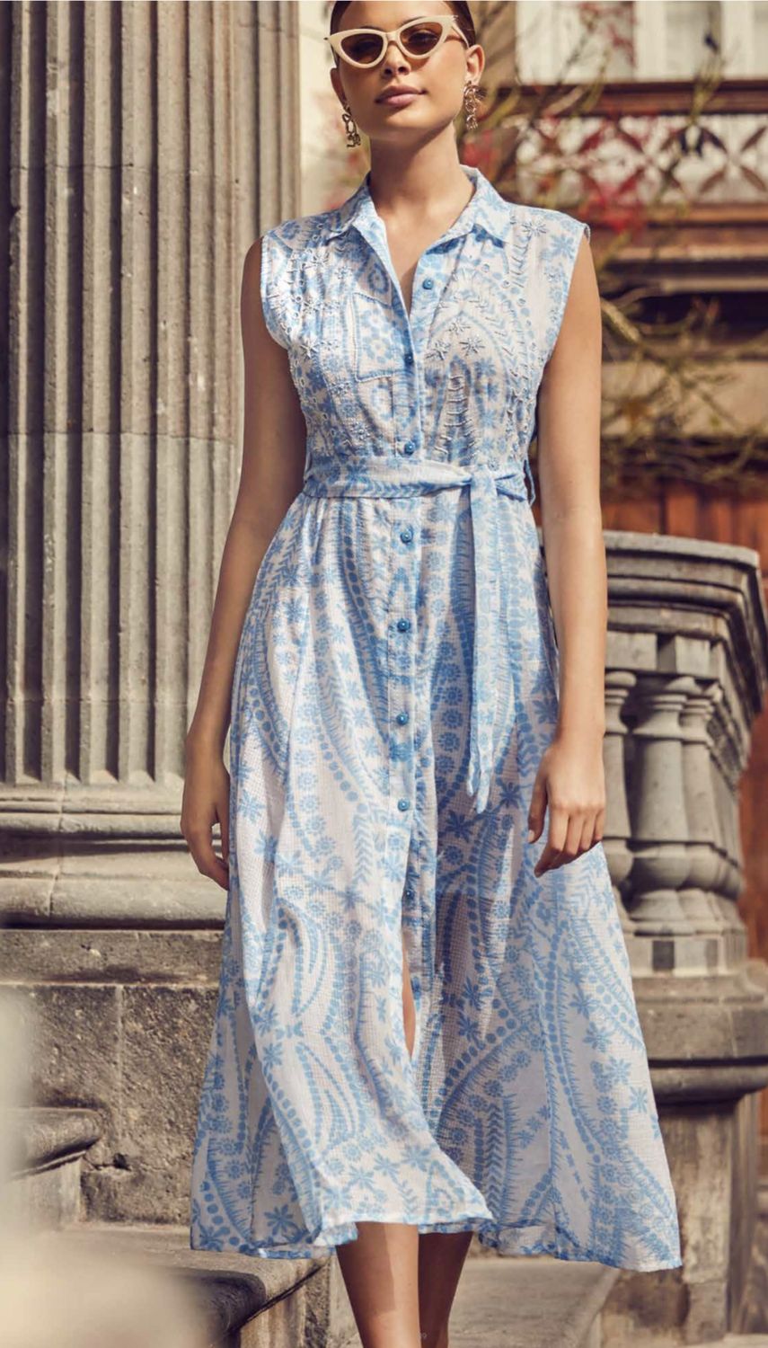 ICONIQ LIGHT IRIS MAXI SHIRT DRESS