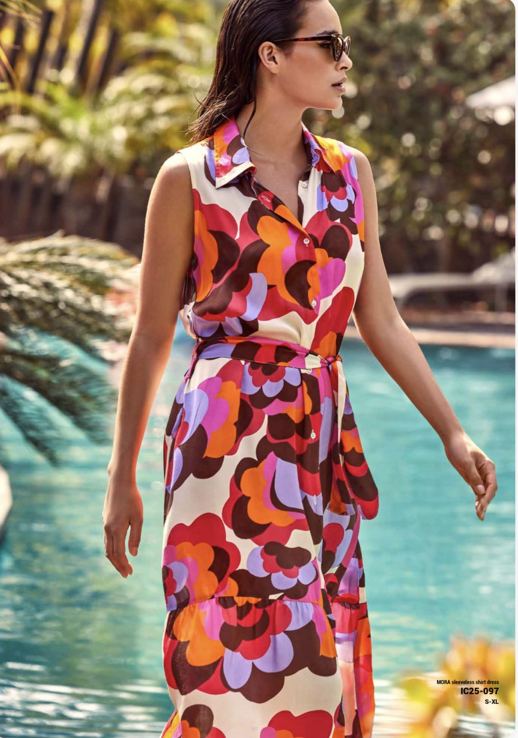 ICONIQ MULTI MORA SLEEVLES SHIRT DRESS