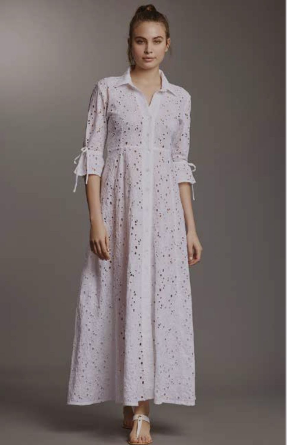 ICONIQ WHITE CAMELIA MAXI SHIRT DRESS