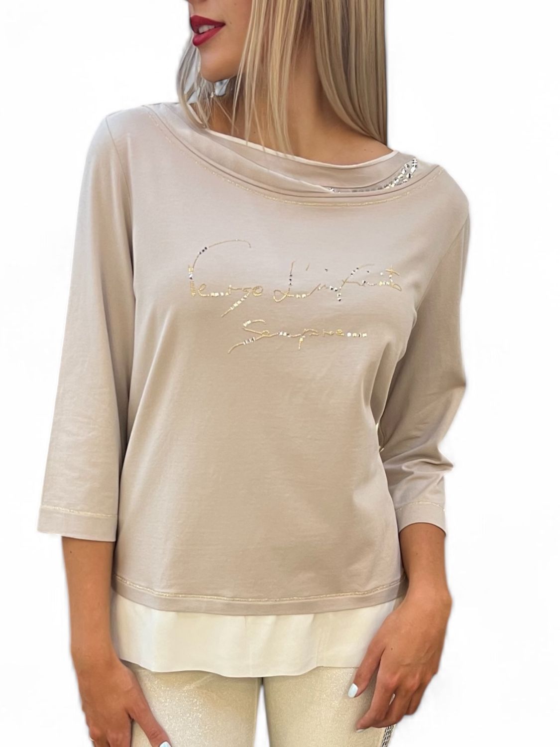 Elisa Cavaletti- T-Shirt long sleeves mesh collar