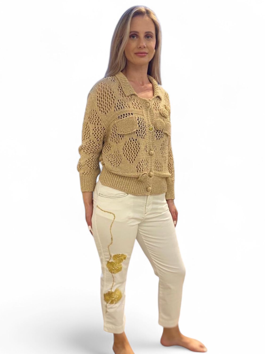 Elisa Cavaletti- Pants cotton gold sequence