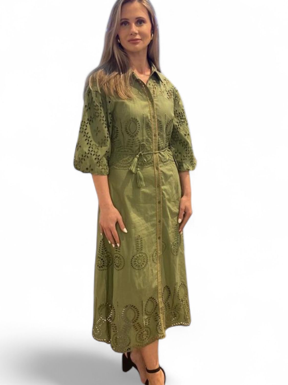 Fuego -Embroidery Kaki Dress