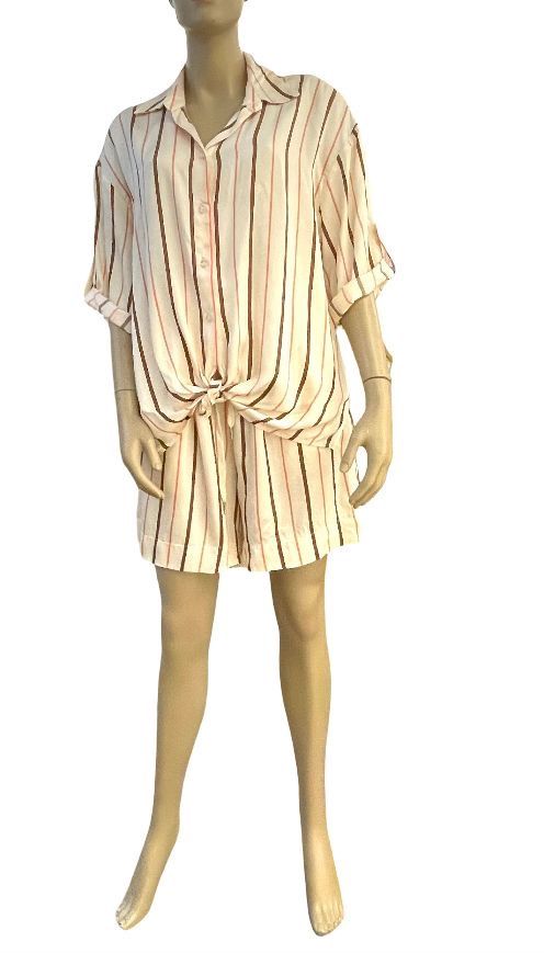 Marley- suit short stripe silk