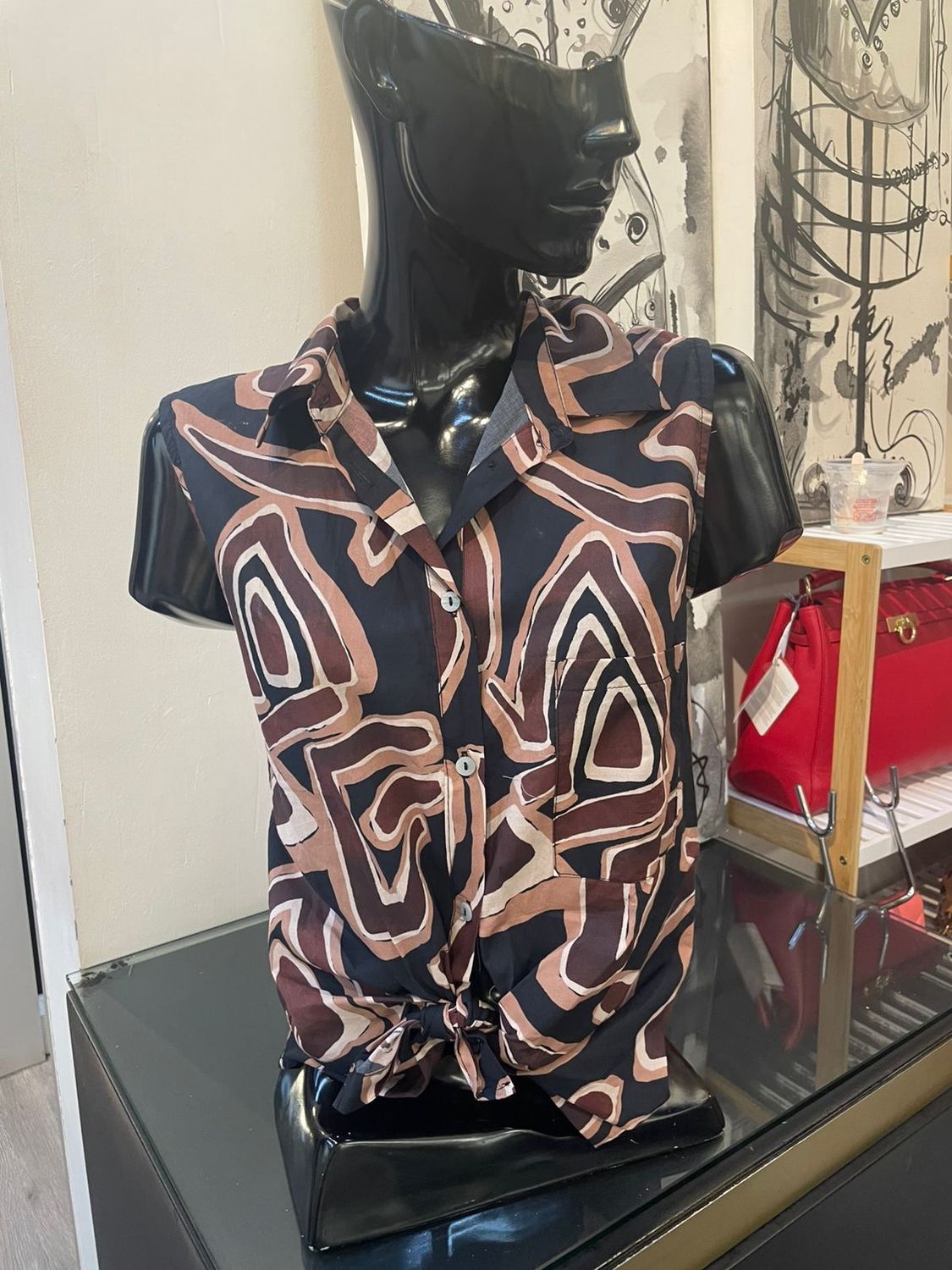 kiki- shirt cot sleevles ties