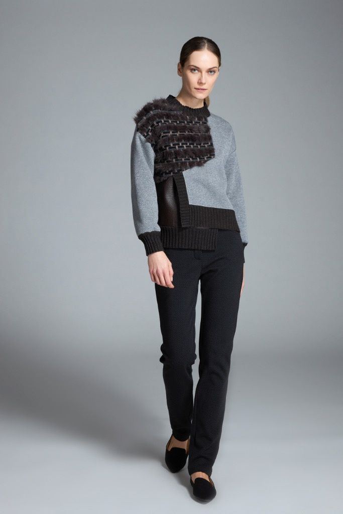 Tricot Chic - Pull Eco Fur asymetric Brown