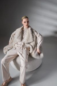 Tricot Chic - Pants draw string stripe beige