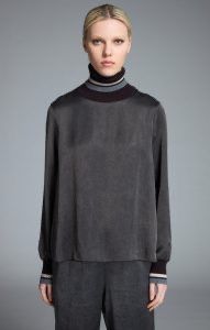 Tricot Chic - Polo satin Knit collar Black