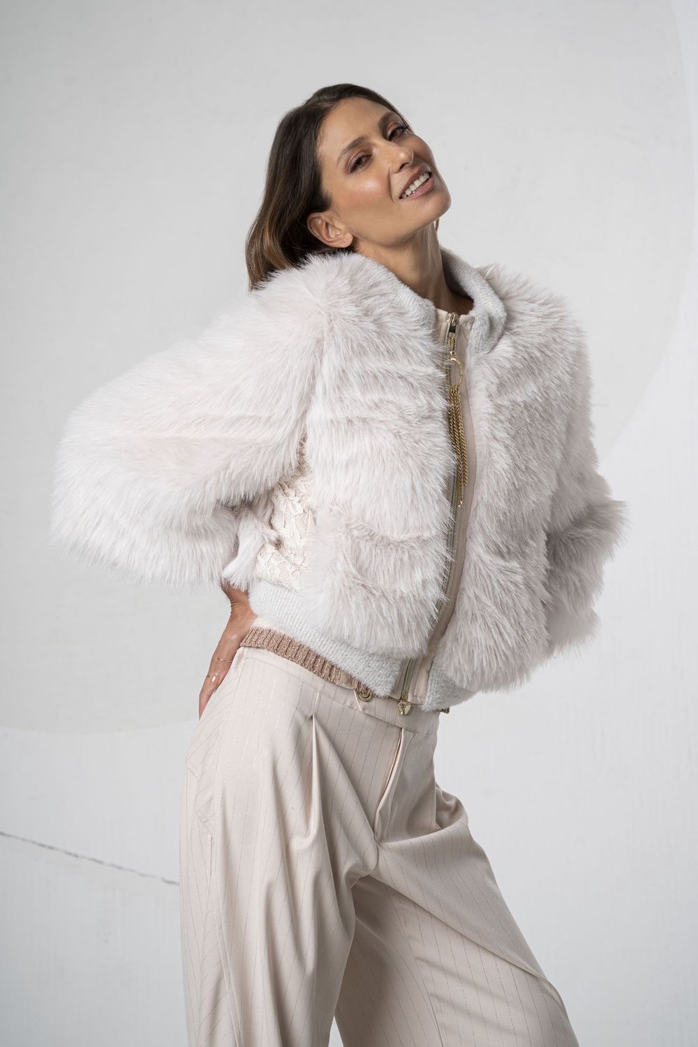 Elisa Cavaletti - Bomber fur Salmon Pink