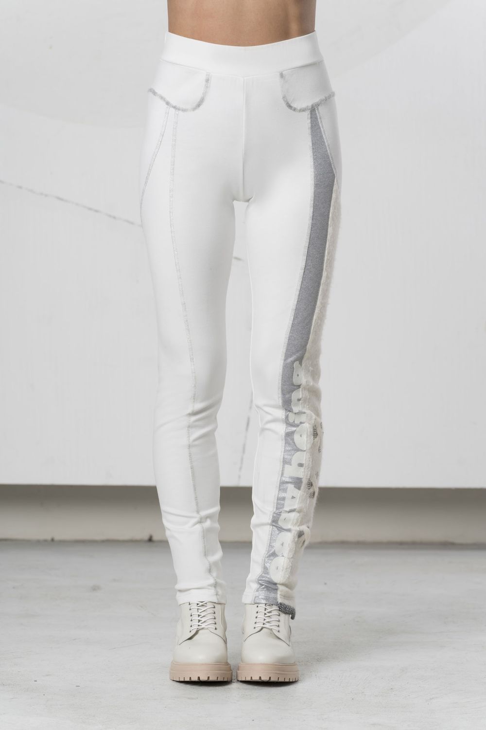 Elisa Cavaletti - Leggings easy foil side Off white