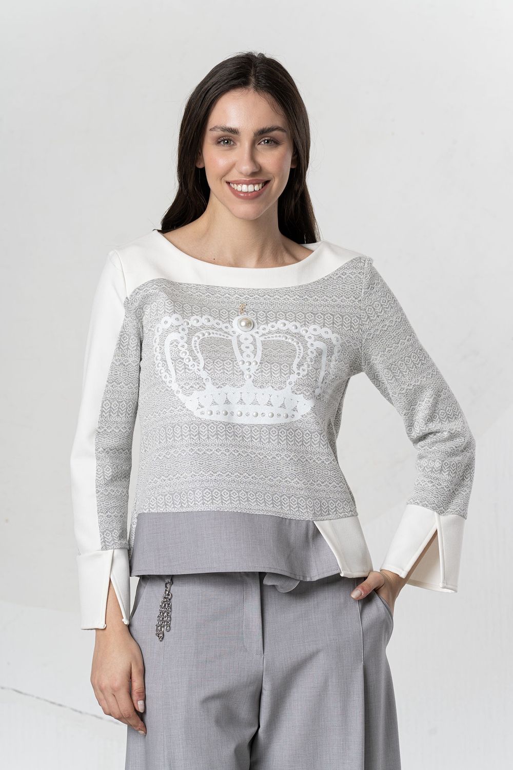 Elisa Cavaletti - Top white crown Glaciale Light Grey