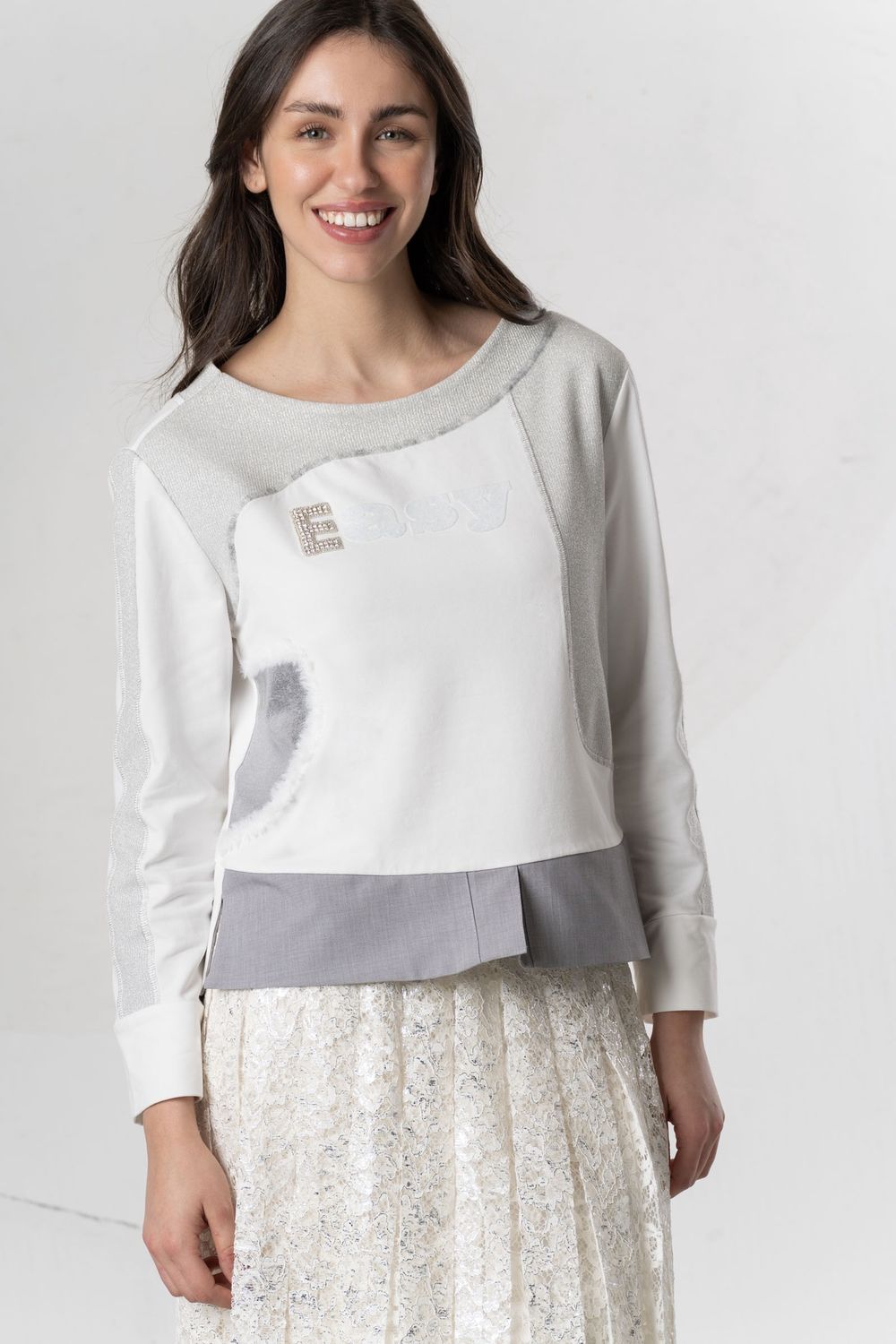 Elisa Cavaletti - Sweatshirt Easy Off White Grey