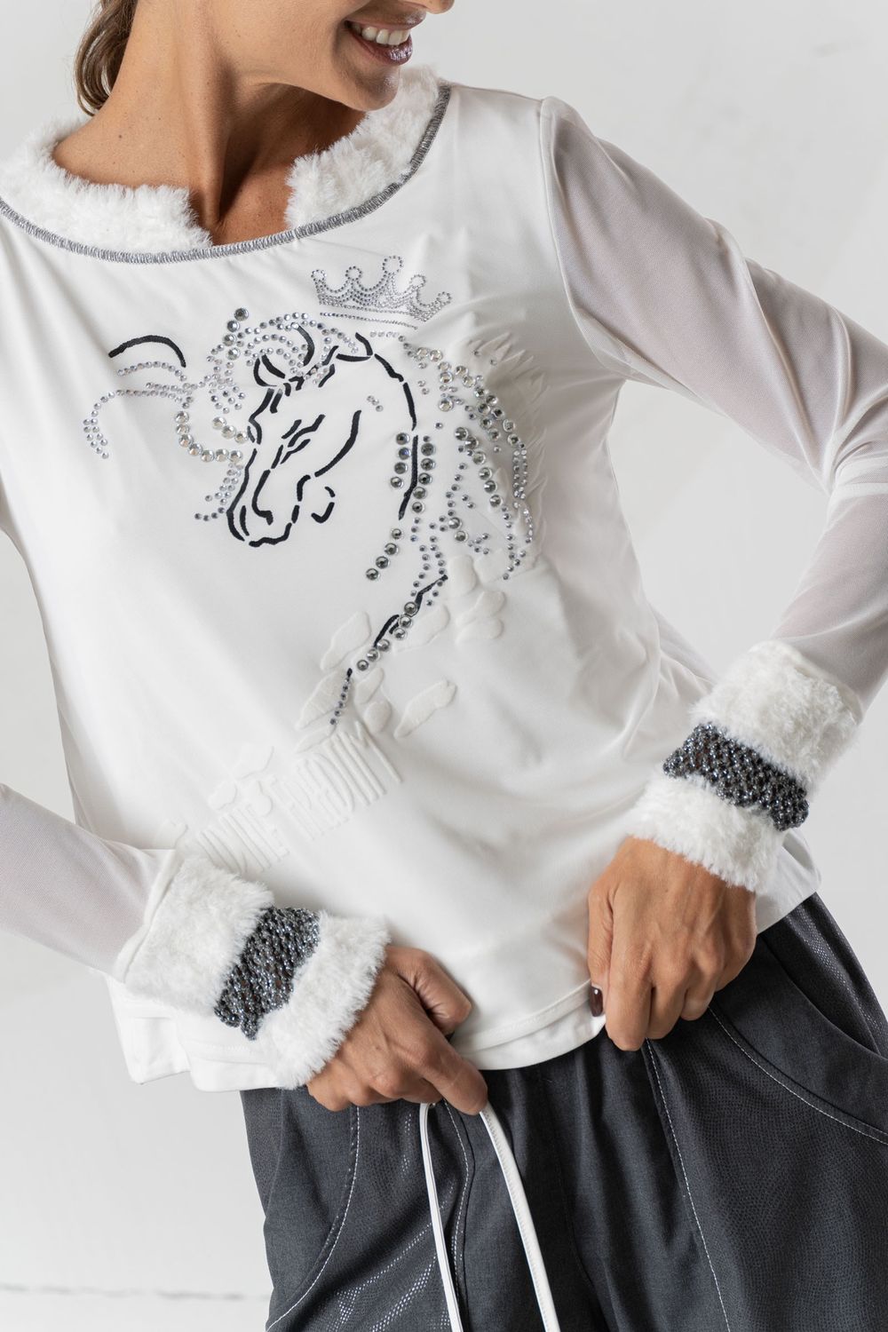 Elisa Cavaletti - Top mesh unicorn Off White Anthracite