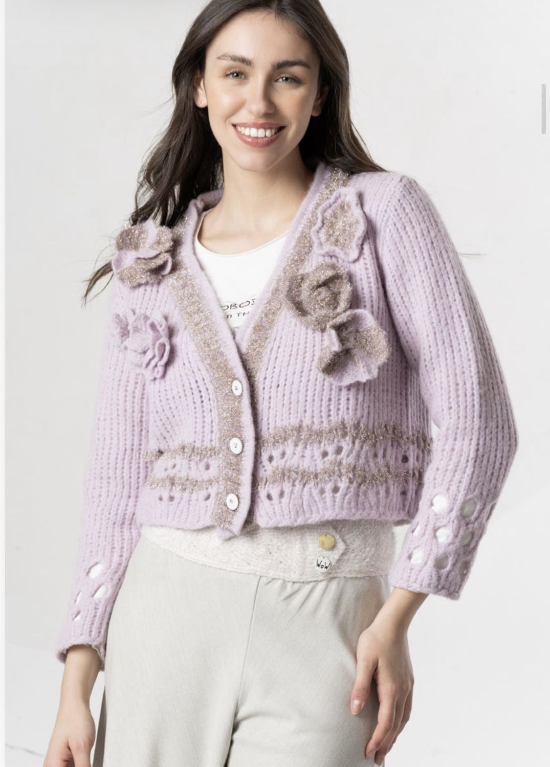 Elisa Cavaletti - Cardigan flower Confetto Lilac