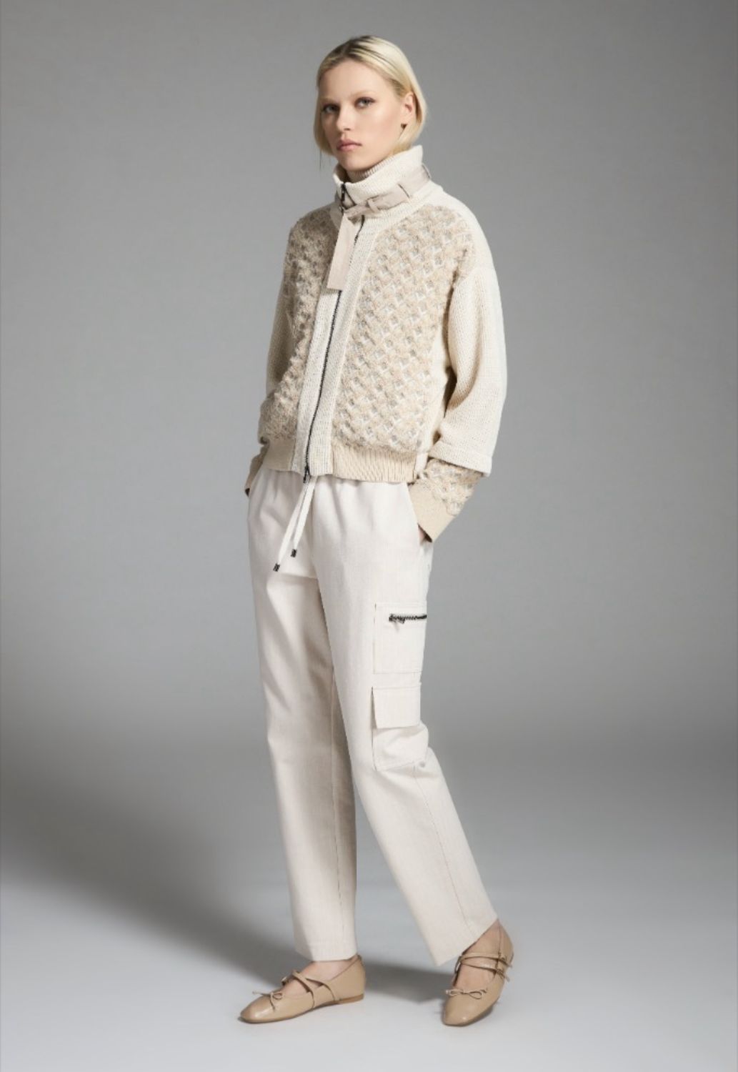 Tricot Chic - Cardigan jacquard beige lurex