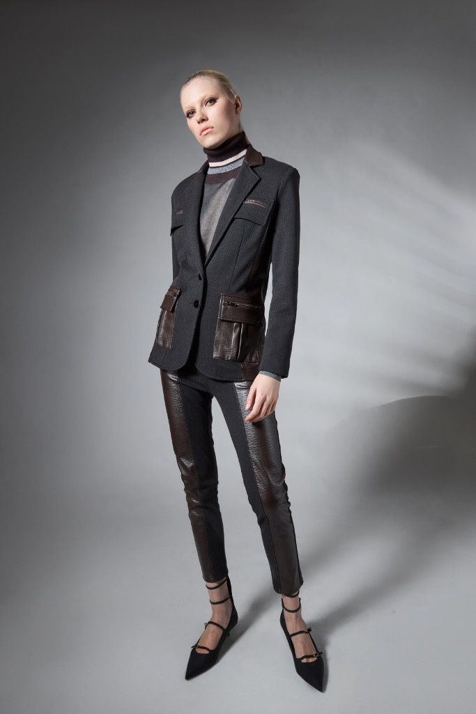 Tricot Chic - Blazer leather pockets Brown