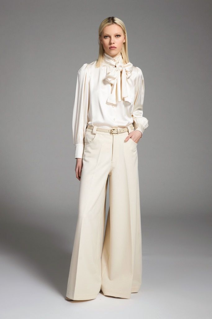 Tricot Chic - Blouse satin bow Off White