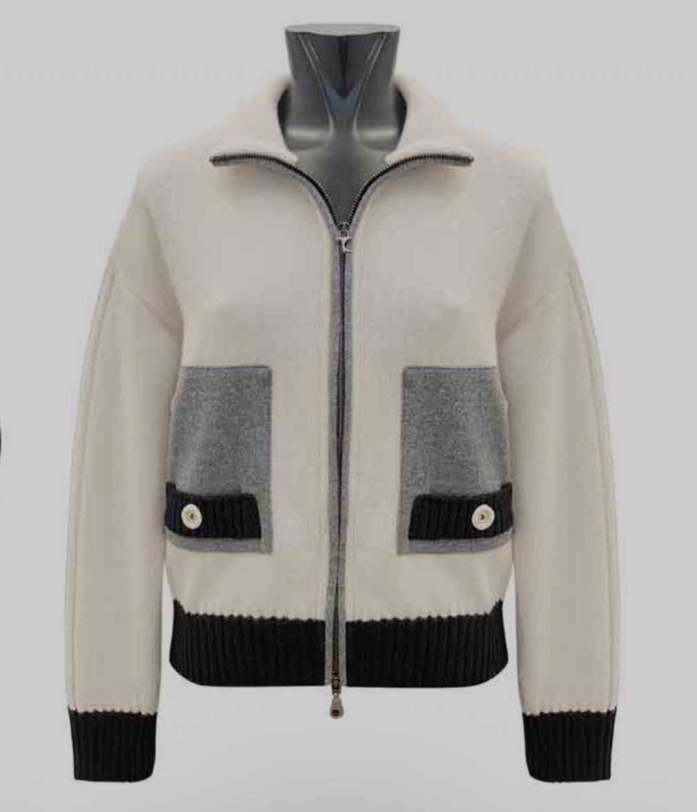 Tricot Chic - Jacket zip Beige Grey Pockets