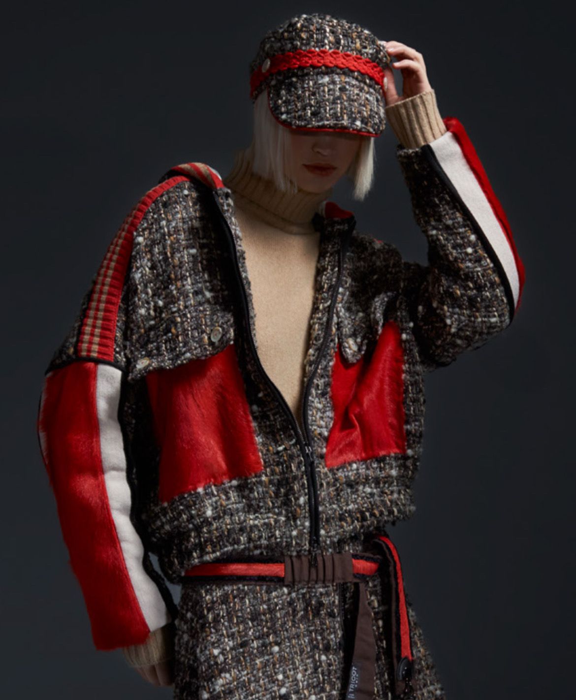 Tricot Chic - Jacket tweed Brown Red pockets