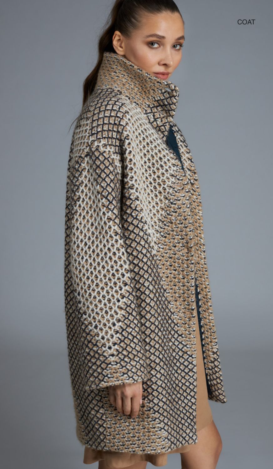 Tricot Chic - Coat flair boucle Tweed Brown