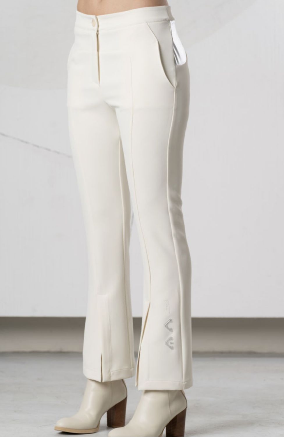 Elisa Cavaletti - Pants slit front detail foil back Off White