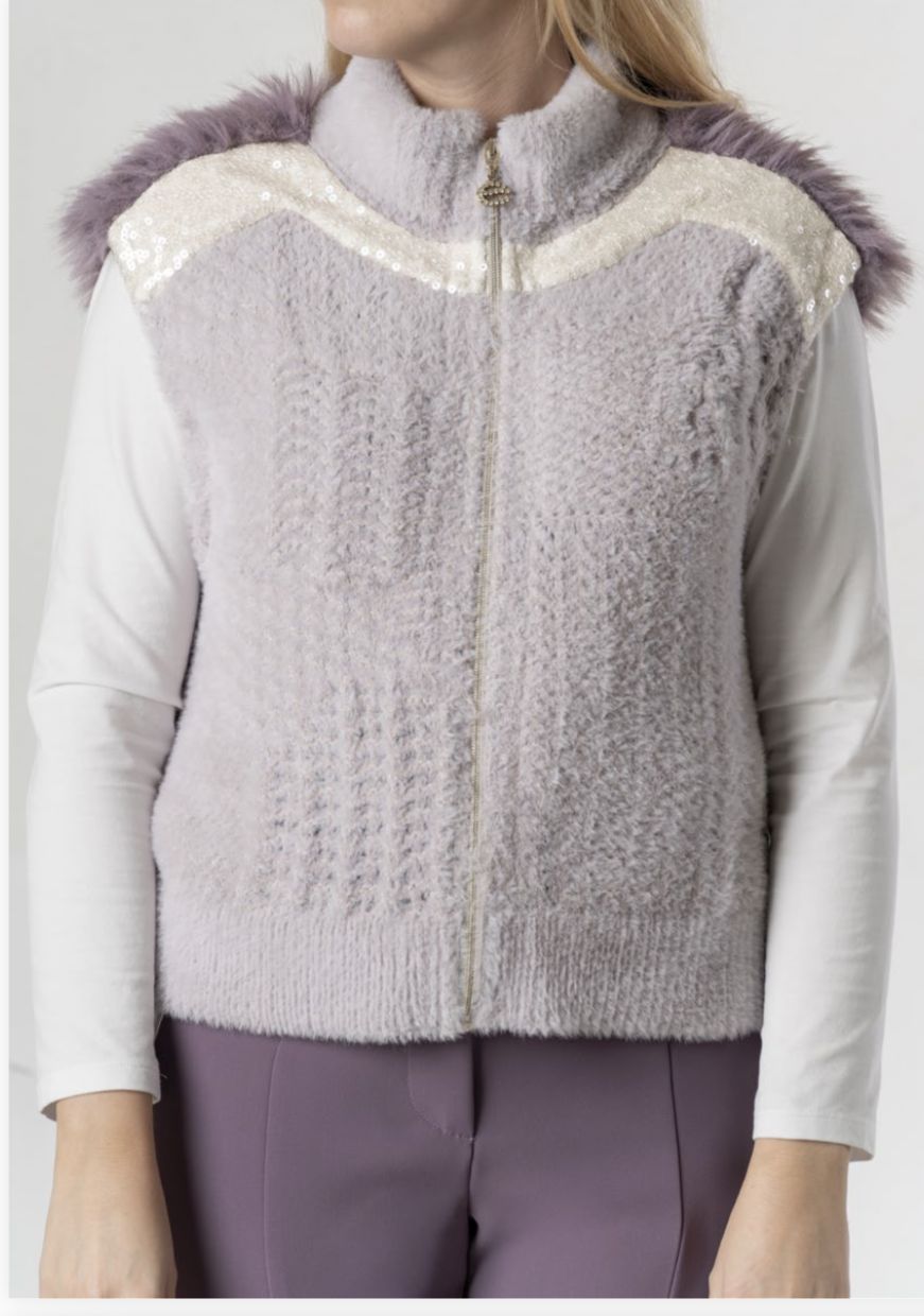 Elisa Cavaletti - Waistcoat fur back Lilac