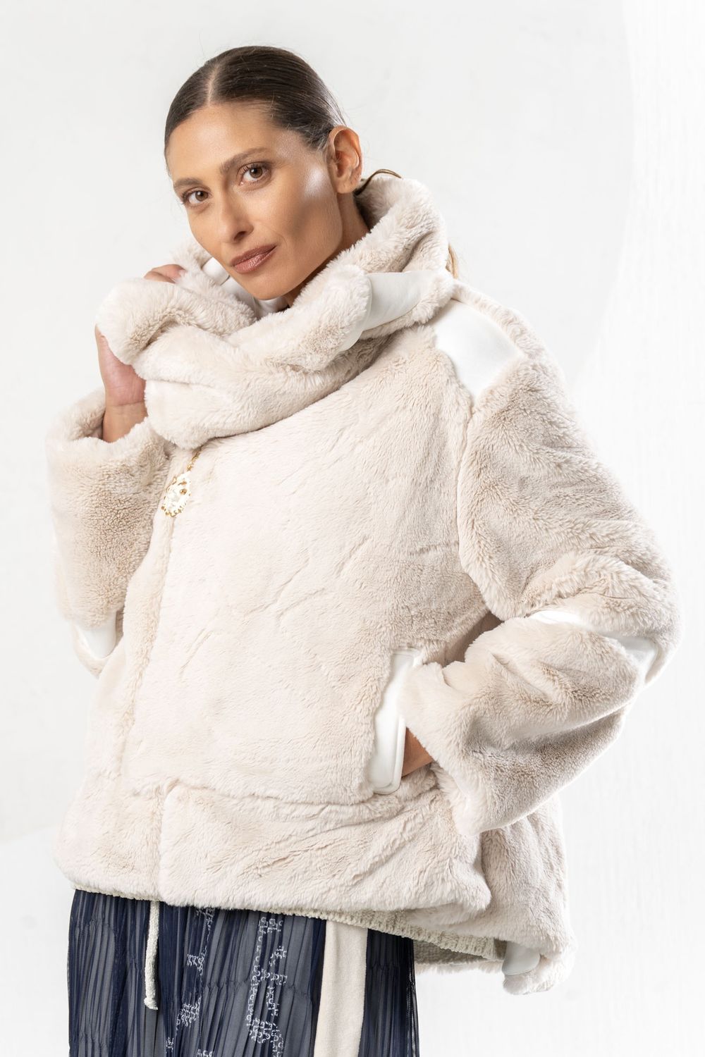 Elisa Cavaletti - Jacket faux fur beige