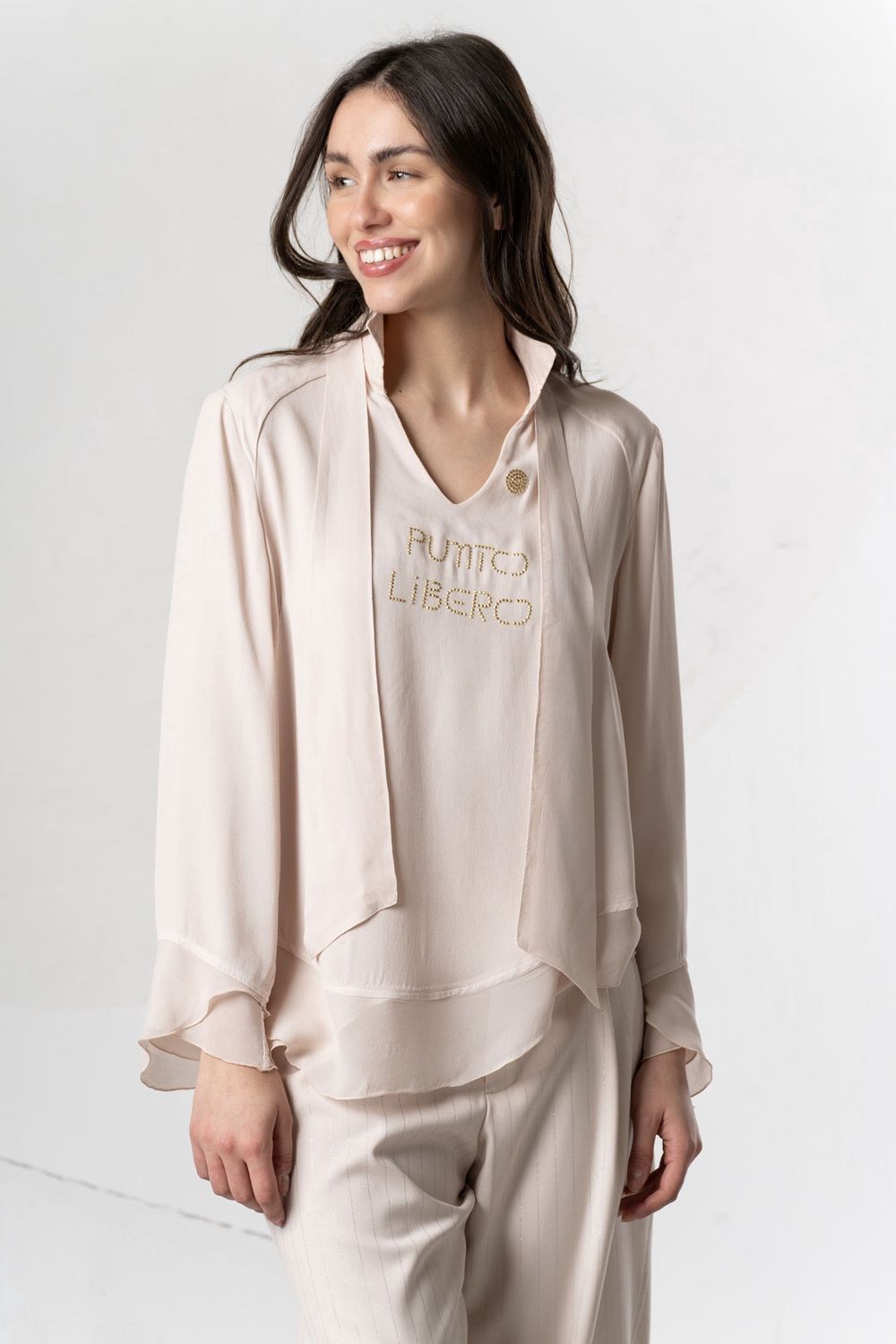 Elisa Cavaletti - Blouse Punto Libero Salmon Pink