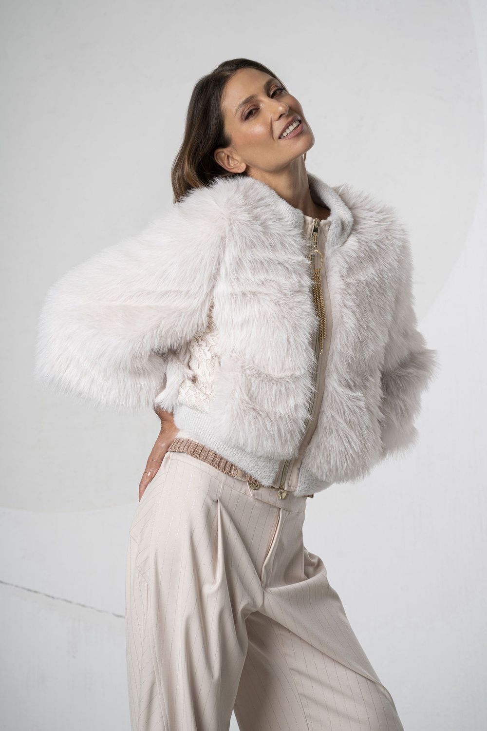 Elisa Cavaletti - Bomber Fur Salmon Pink