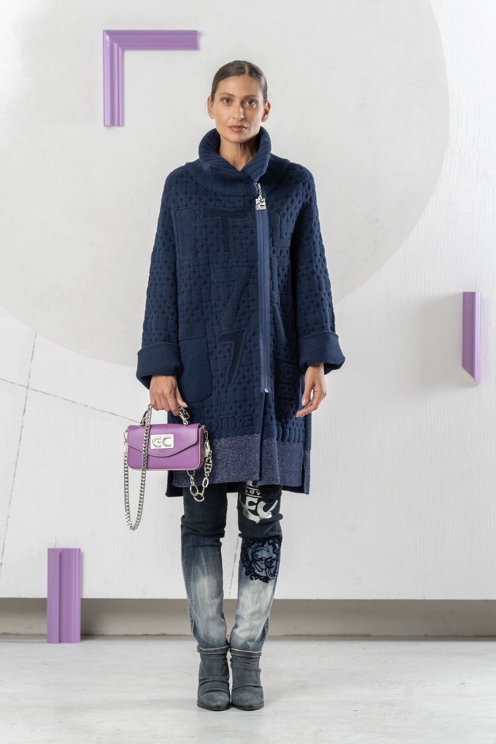 Elisa Cavaletti - Coat zip side Oboe Navy