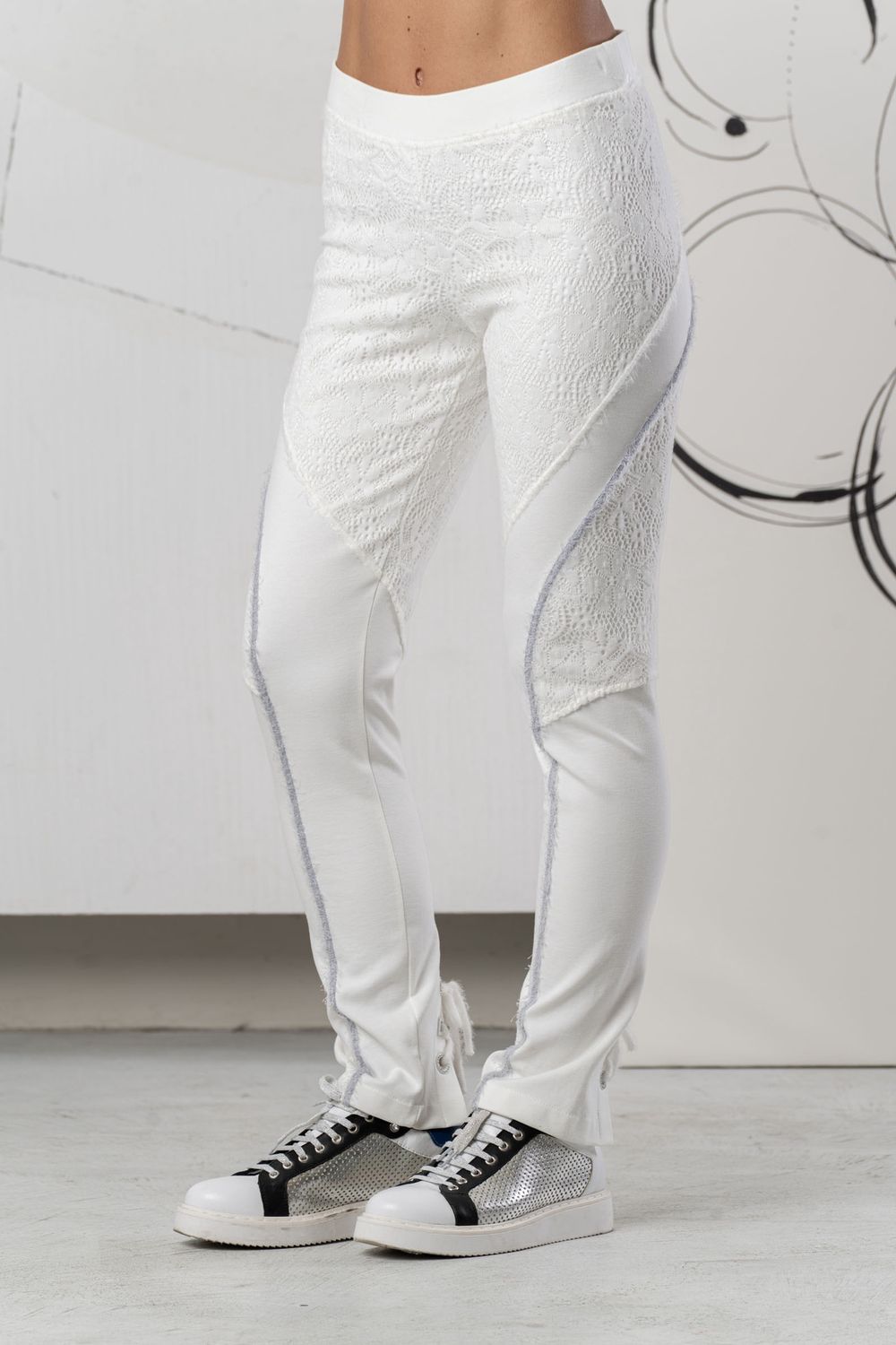 Elisa Cavaletti - Leggings Silver line on leg Off White
