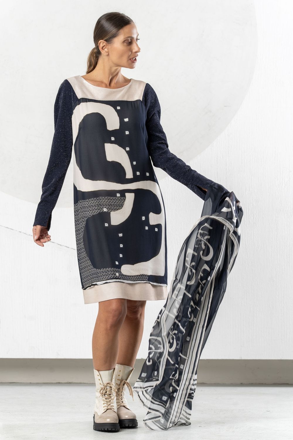 Elisa Cavaletti - Kefiah 200X70 Silk St.Logato Navy Print