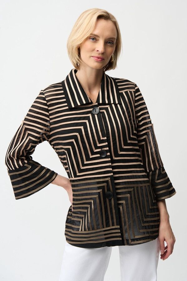 Joseph Ribkoff - Jacket mesh bell sleeves black