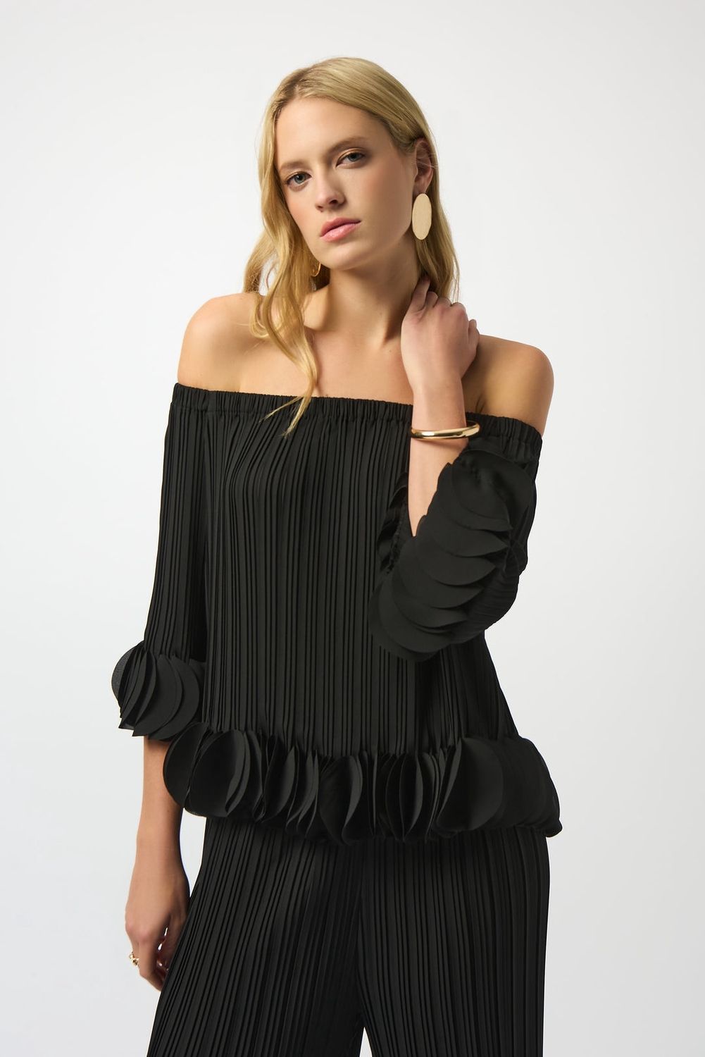 Joseph Ribkoff - Top georgette off shoulder ruffle trim