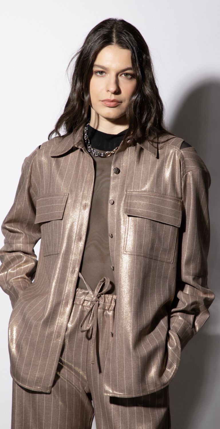 Leslie Monte Carlo - Overshirt striped metallic