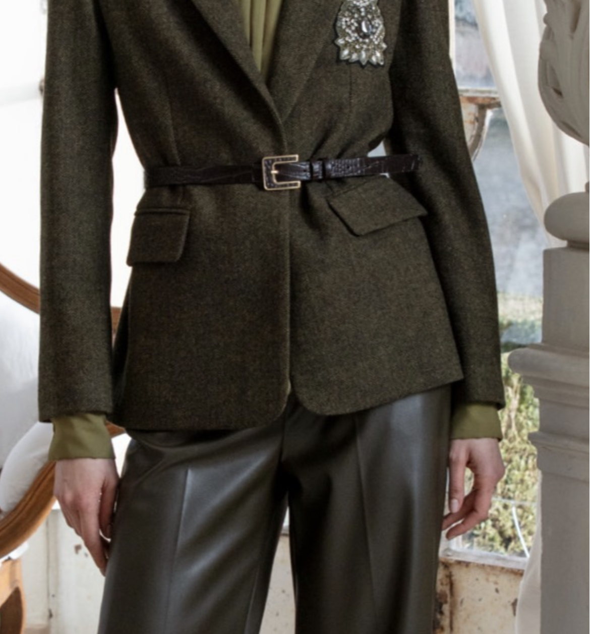 Clips - Belt leather Kaki