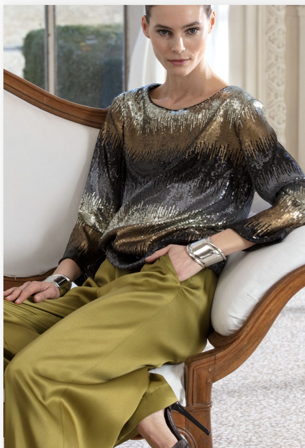 Clips - Pants palazzo satin Kaki