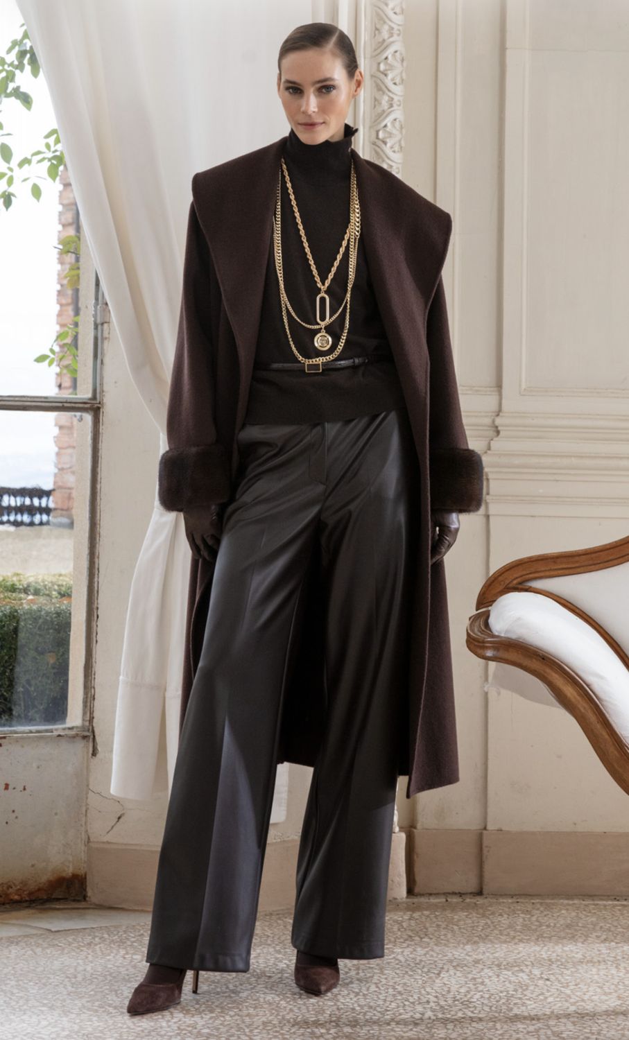 Clips - Coat cashmere wool Brown