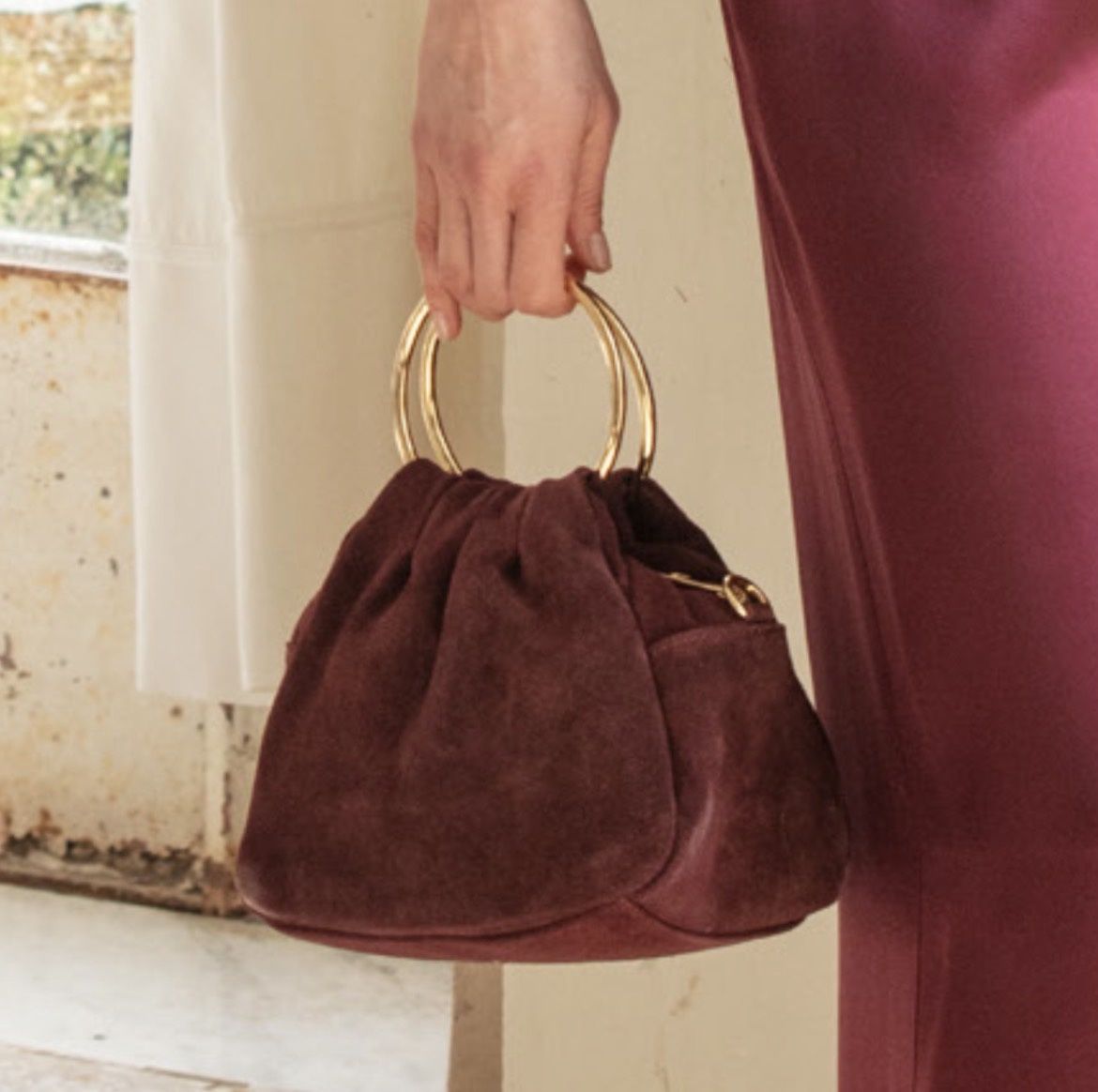 Clips - Bag gold handles Burgundy