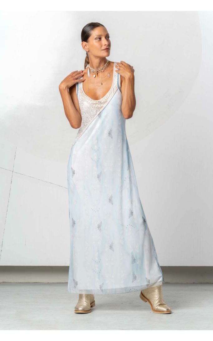 Elisa Cavaletti - Dress long angel wings sleevles